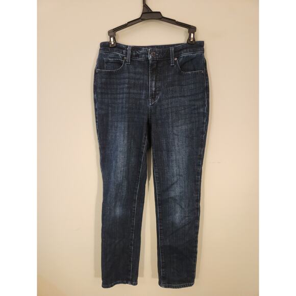 Talbots Straight Curvy Jeans Womens 2P 2 Petite Blue Whiskers Y2k Mid Rise - Picture 5 of 16